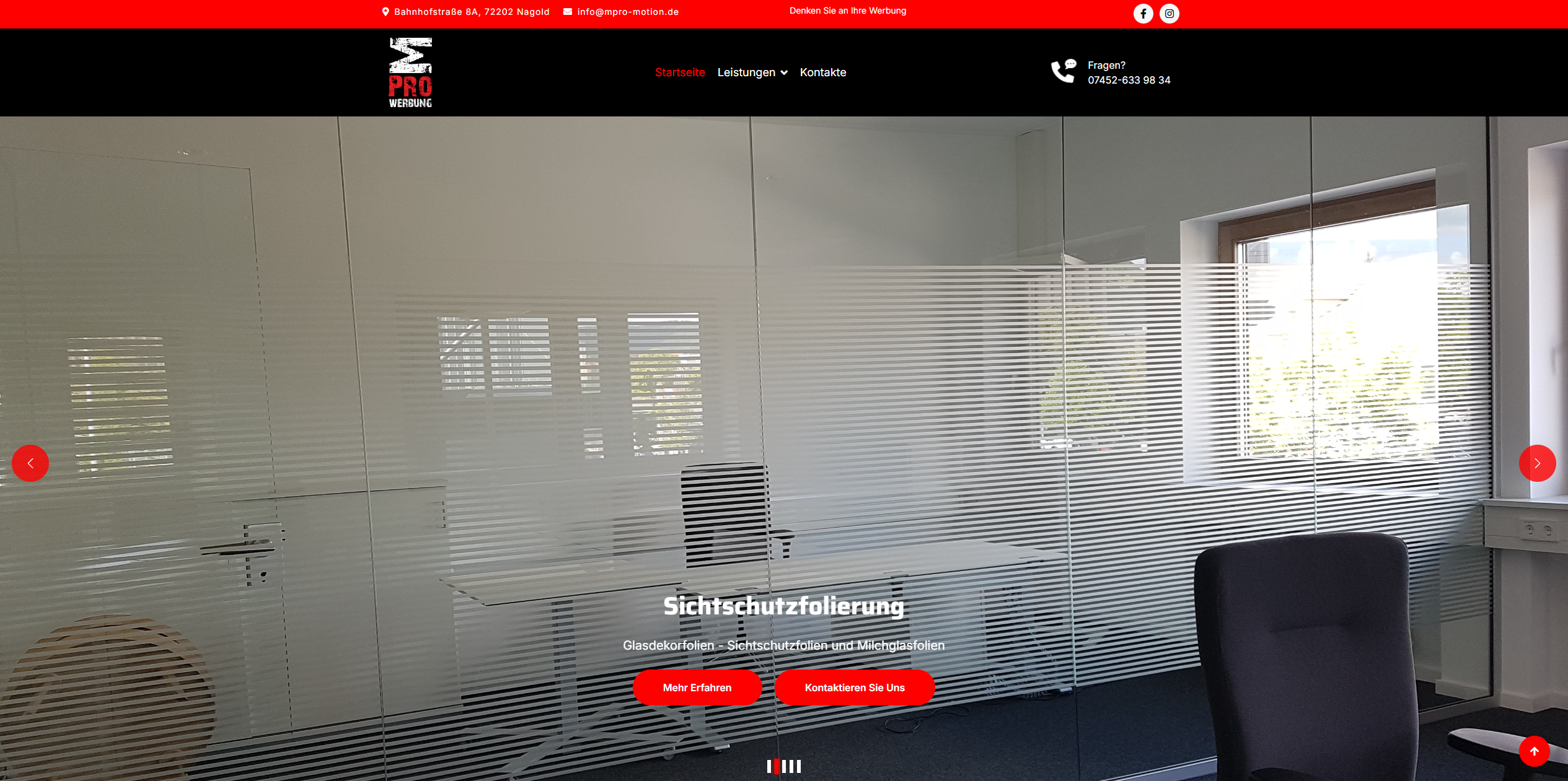 MPro Motion Website f&uuml;r Folierung und Werbetechnik